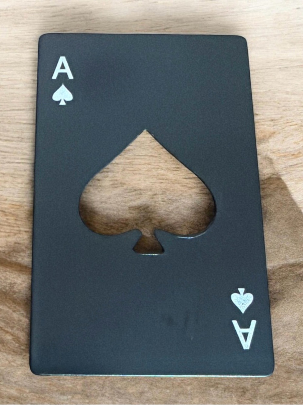 Ace of Spades Black Coated Stainless Steel Bottle Opener Card
